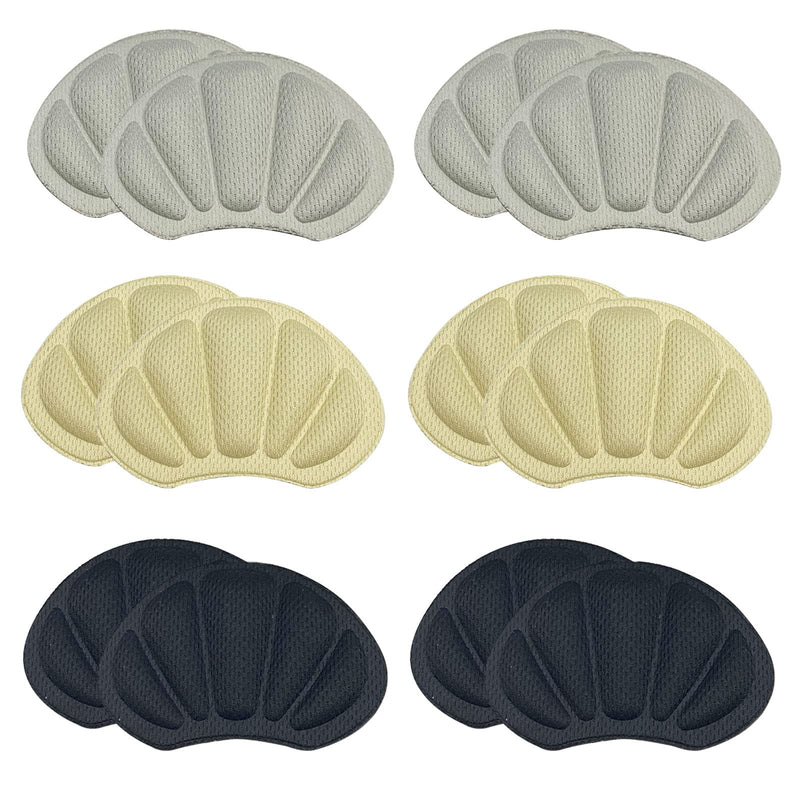 TSHAOUN 6 Pairs Heel Cushion Pads Inserts Heel Protectors Heel Grips with Self-Adhesive Strong Sticky Backing for Shoes Too Big, Insoles for Shoes for Women Men, Prevent Grind Feet (Black,Gray,Beige) Black,gray,beige - BeesActive Australia