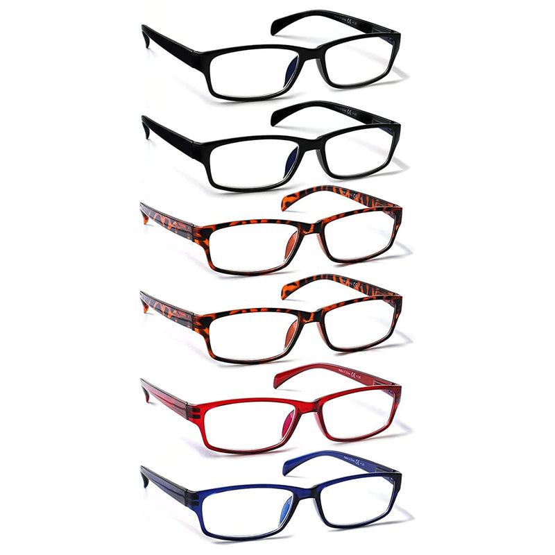 Kerecsen 6 Pack Fashion Reading Glasses for Women Men Blue Light Blocking/Anti UV Readers with Spring Hinge 6 Mix Color 2.5 x - BeesActive Australia