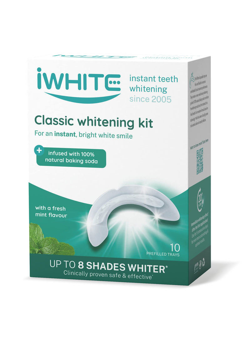 iWhite Classic Teeth Whitening Kit 10 Prefilled Trays - Infused with 100% Natural Baking Soda for an Instant Bright White Smile - BeesActive Australia