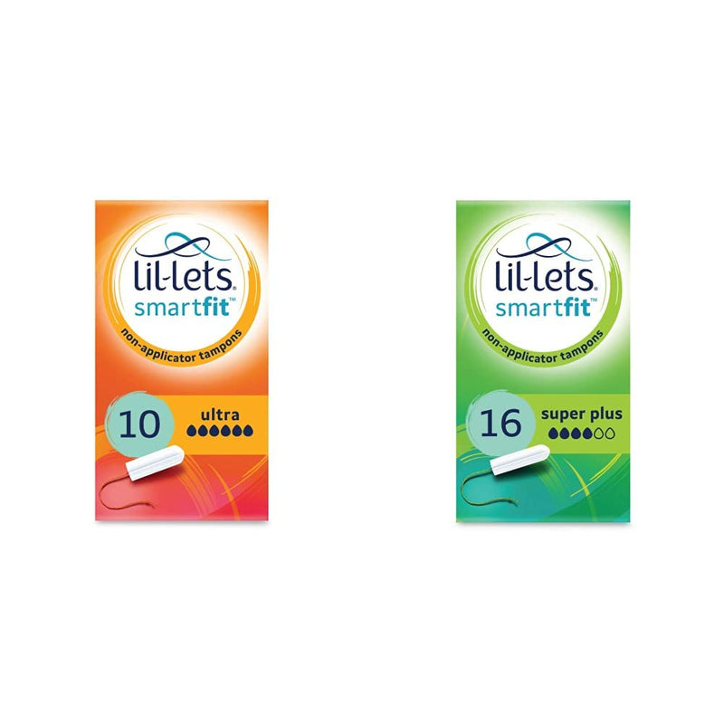 Lil-Lets Non-Applicator Ultra Tampons, Pack of 10 & Non-Applicator Super Plus Tampons, 1 Pack of 16, Heavy Flow - BeesActive Australia
