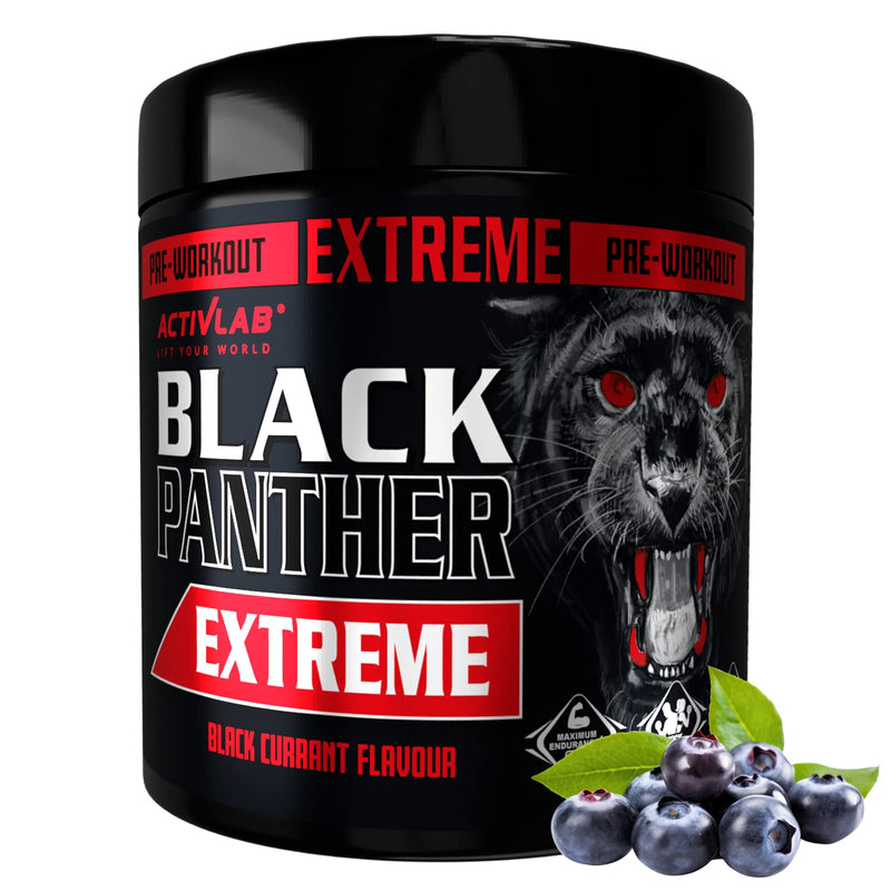 Activlab Black Panther Extreme 300g, Pre Workout Powder Energy, Physical Performance with Citrulline, Creatine, Beta Alanine, Caffeine, VIT B, HMB, 300g, 15 Servings (Black Currant) - BeesActive Australia