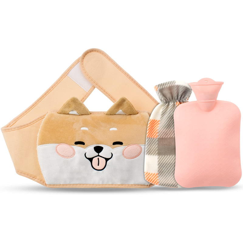 Hot Water Bottle Belt, Rubber Hot Water Bags with Waist Cover, Wearable Hot Compress Warmer Bag for Pain Relief Neck, Shoulders, Legs, Menstrual Cramps, Hand Warmer, Soft Plush Waist Belt Cover (Dog) Dog - BeesActive Australia