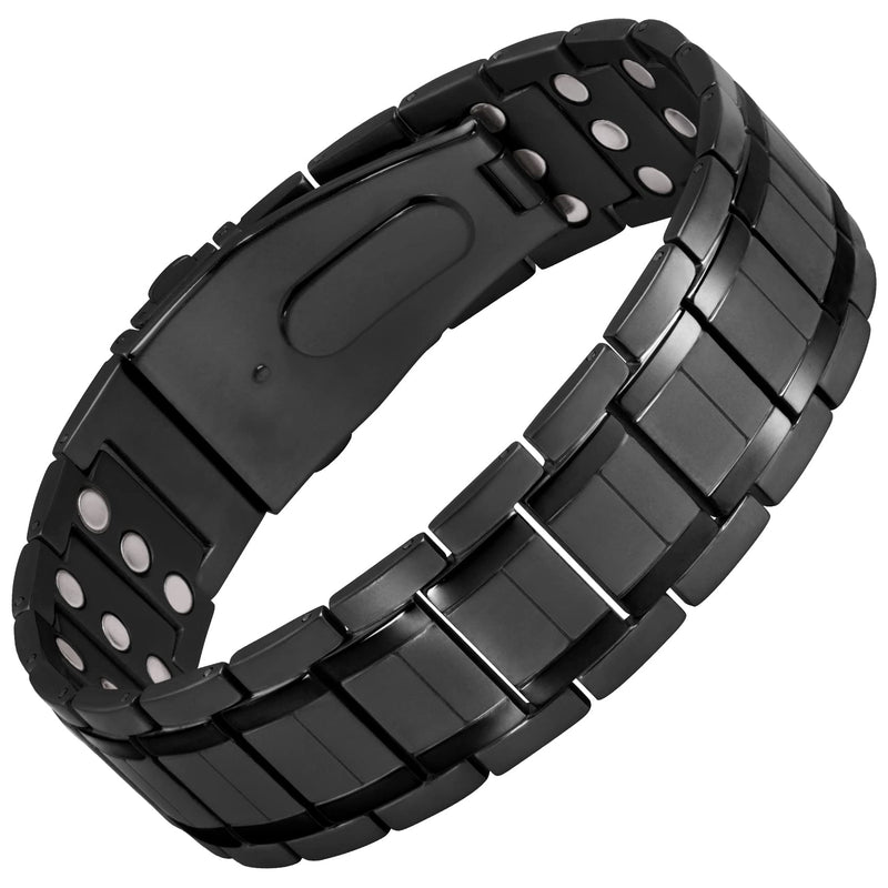 Jeracol Lymph Detox Men Magnetic Bracelet,3X Ultra Strength Magnets Pure Titanium Magnetic Wristband for Valentine's Day Gift,Unique Folding Clasp Brazaletes with Adjustable Tool&Gift Box Titanium-black - BeesActive Australia