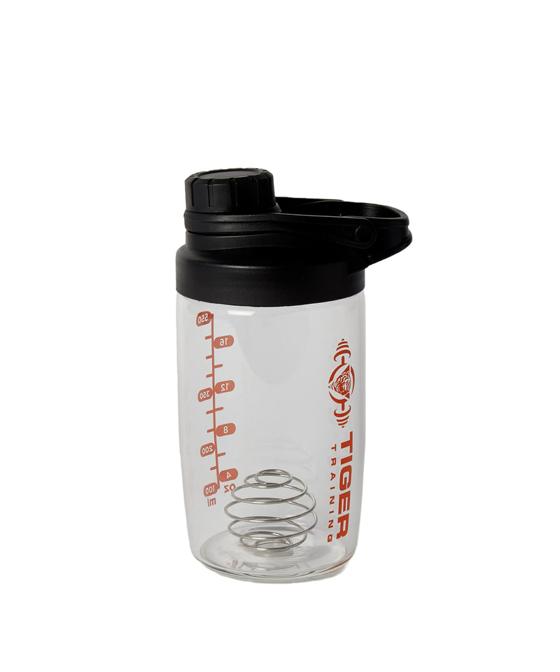 Tiger Training Cleanshake the Original Odor Free Glass Protein Shaker Bottle 700ml - Dishwasher Safe - No More Bad Smells - Easy Clean - Mixer Ball Included - BPA Free - Matt Black and Orange - BeesActive Australia