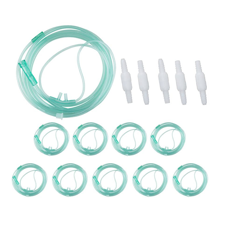 10PCS 7ft/2.1m Adult Oxygen Tubing Nasal Cannula Soft Green and 5PCS Oxygen Tubing Swivel Connector - BeesActive Australia