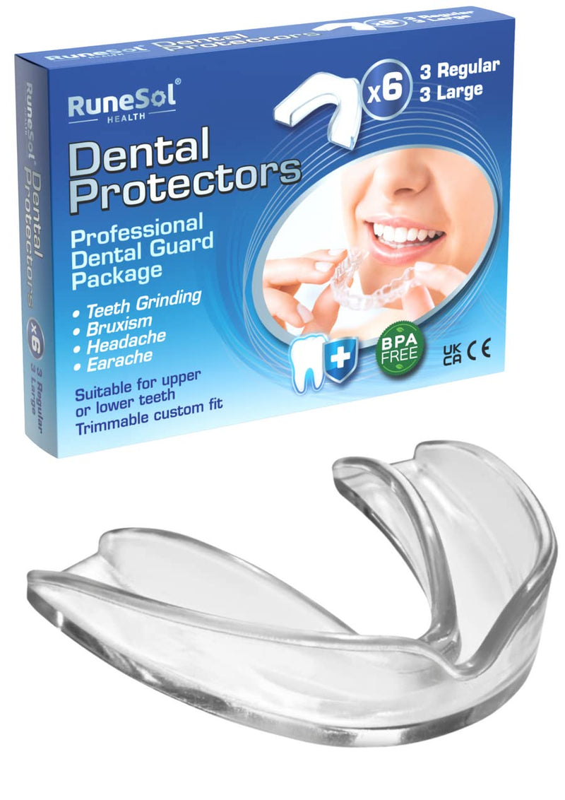 Runesol Mouth Guard for Grinding Teeth, 6 x Mixed, Gum Shield for Teeth Grinding, Bruxism Mouthguard, Night Tooth Guard for Adults, Stop Grinding Teeth Dental Protector, Class 1 Medical Device UKCA CE - BeesActive Australia