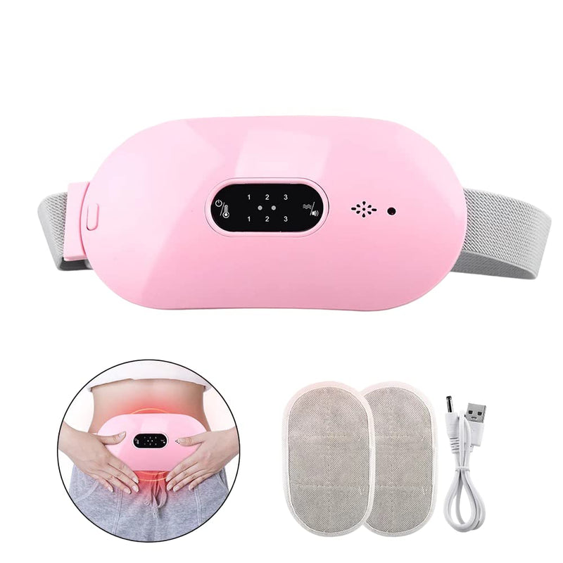 Portable Cordless Wireless Heating Pad for Menstrual Period Cramps, Electric Waist Belt Device, 3 Heat Levels and 3 Vibration Massage Modes, Back or Belly Heating Pad for Females (Pink) Pink - BeesActive Australia