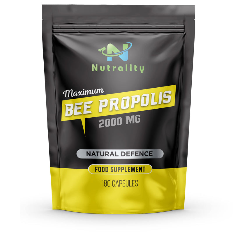 Nutrality Bee Propolis 2000mg - 180 Maximum Strength Capsules (6-Month Serving) - High in Antioxidants for Immune System Support - Natural Antibiotic, 100% Vegetarian, Allergen Free Supplement - BeesActive Australia