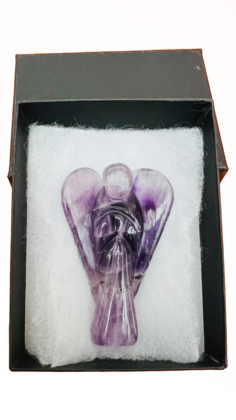 Yashcrystals Crystal Healing Gemstone Pocket Guardian Angels, Reiki Powers, 45mm to 50mm(Approx 2"), Hand Carved (Amethyst) Amethyst - BeesActive Australia