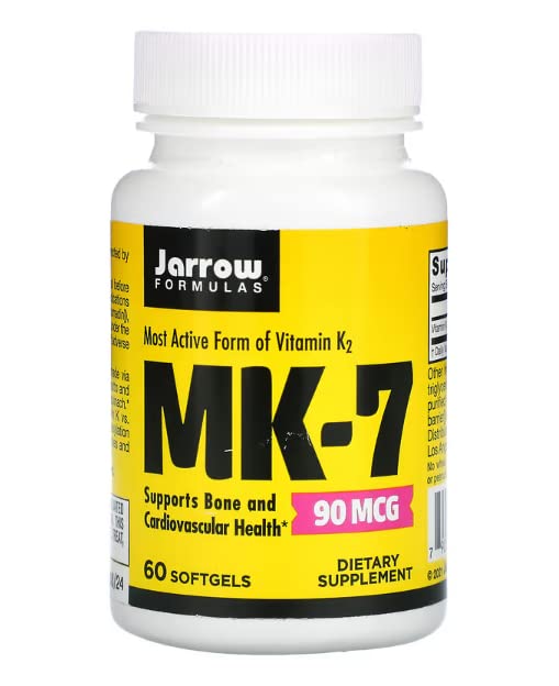 Jarrow Formulas MK-7, Vitamin K2, 90mcg, 60 Softgels, Lab Tested, Gluten Free, Soy Free, Non-GMO - BeesActive Australia