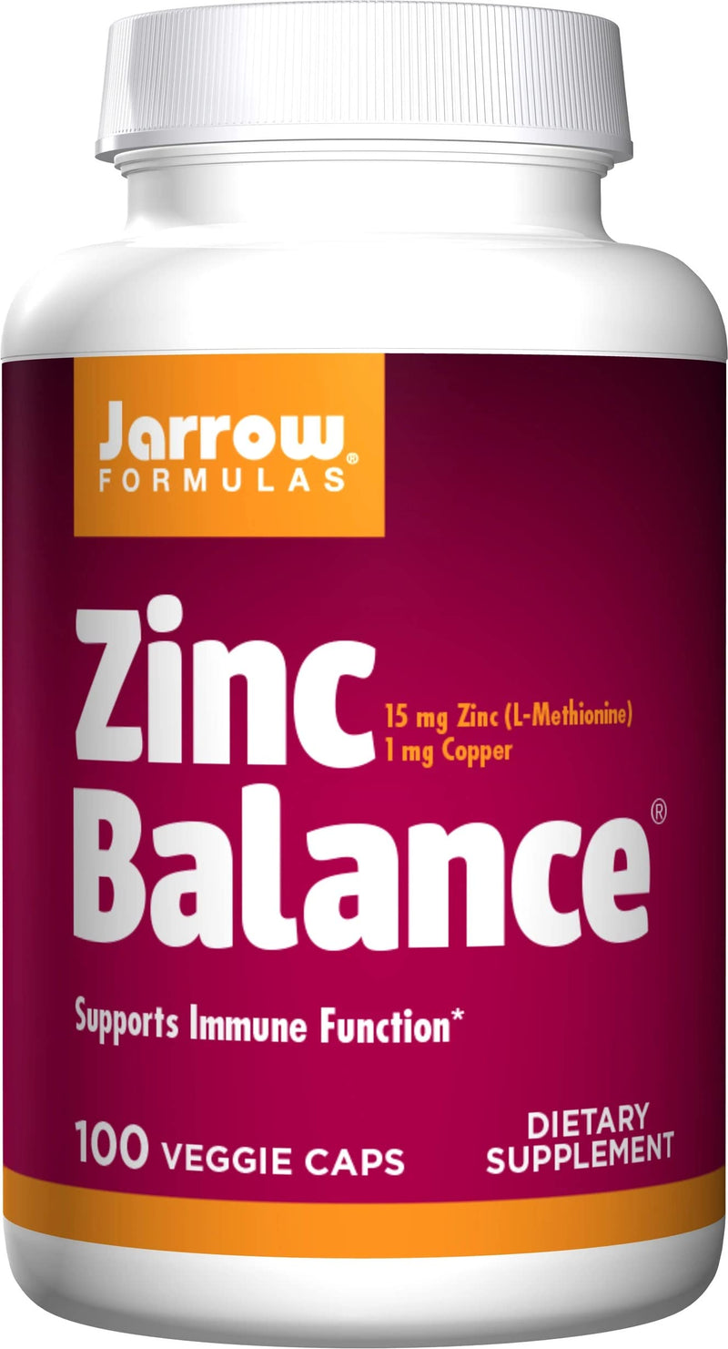 Jarrow Formulas Zinc Balance, Zinc 15mg and Copper 1mg, 100 Vegan Capsules, Lab Tested, Gluten Free, Vegetarian, Soy Free, GMO Free - BeesActive Australia