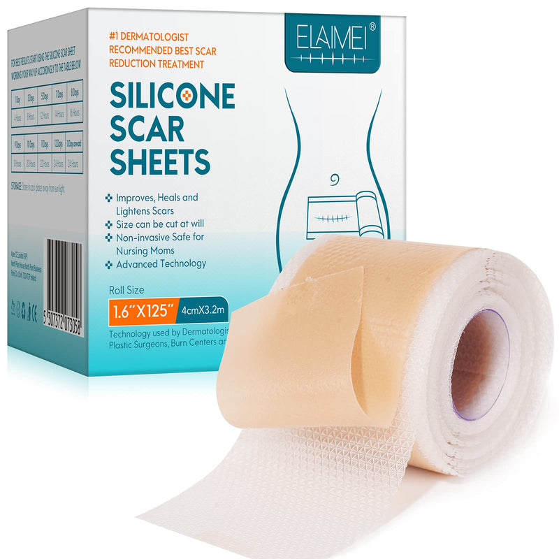 Silicone Scar Sheets (1.6” X 125”), Silicone Scar Tape Roll, Medical Grade Scar Removal Sheets for Keloid Scar Treatment, Old Scars, C-Section, Tummy Tuck, Reusable & Strong Adhesion, Waterproof One Size - BeesActive Australia