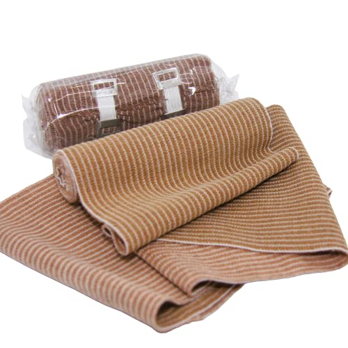 FIXOBANDAGE Premium Elastic Bandage, Pack of 2 - Width : 10cm + 6cm x Length : 4,5m(Streched) - Compression Bandage with Clips - BeesActive Australia
