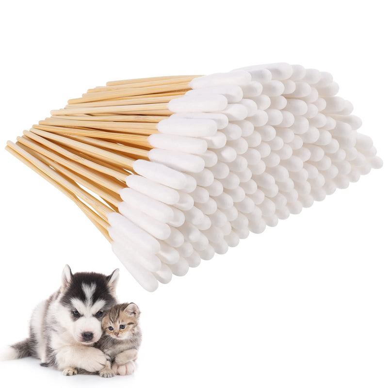 200 Pcs Pet Dog Ear Cleaner Cotton Buds 6 Inch Large Cotton Buds Animal Ear Cleaning Cotton Swab Sticks Wax Remover Itchy Ear Relief for Dogs Ear Wax Infection Removal