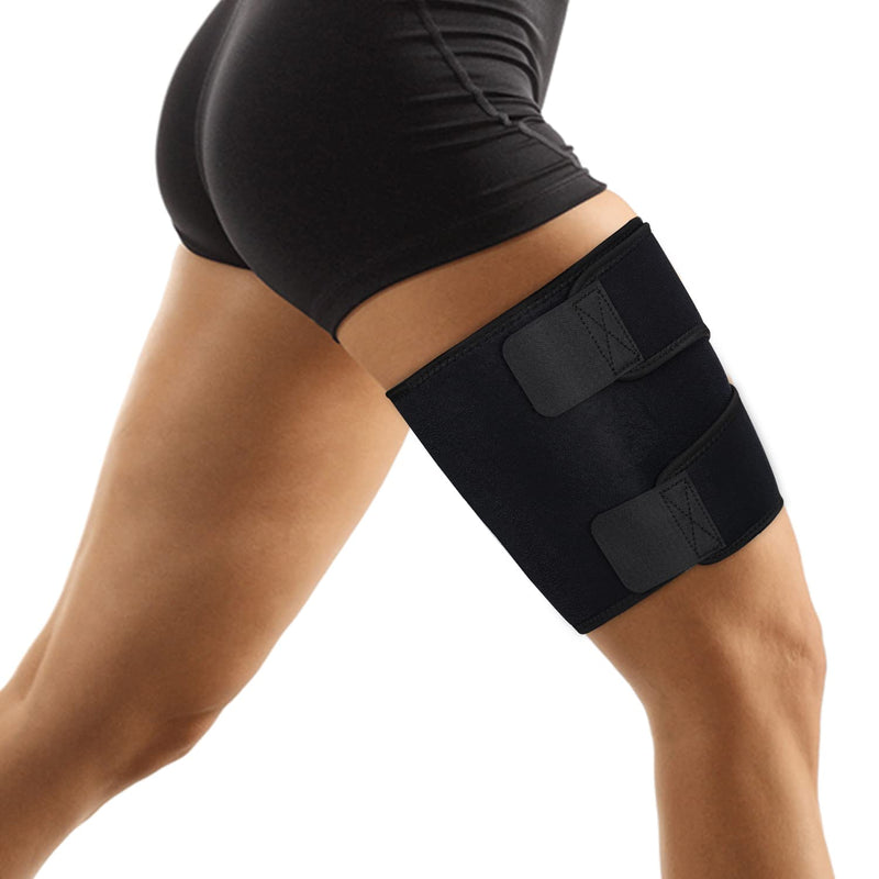 supregear Thigh Wraps Support, Adjustable Compression Neoprene Thigh Sleeve Hamstring Quad Wrap Breathable Non-Slip Upper Leg Brace Leg Slimmer for Women Men Pulled Groin Muscle, Quadriceps, Black, XL - BeesActive Australia