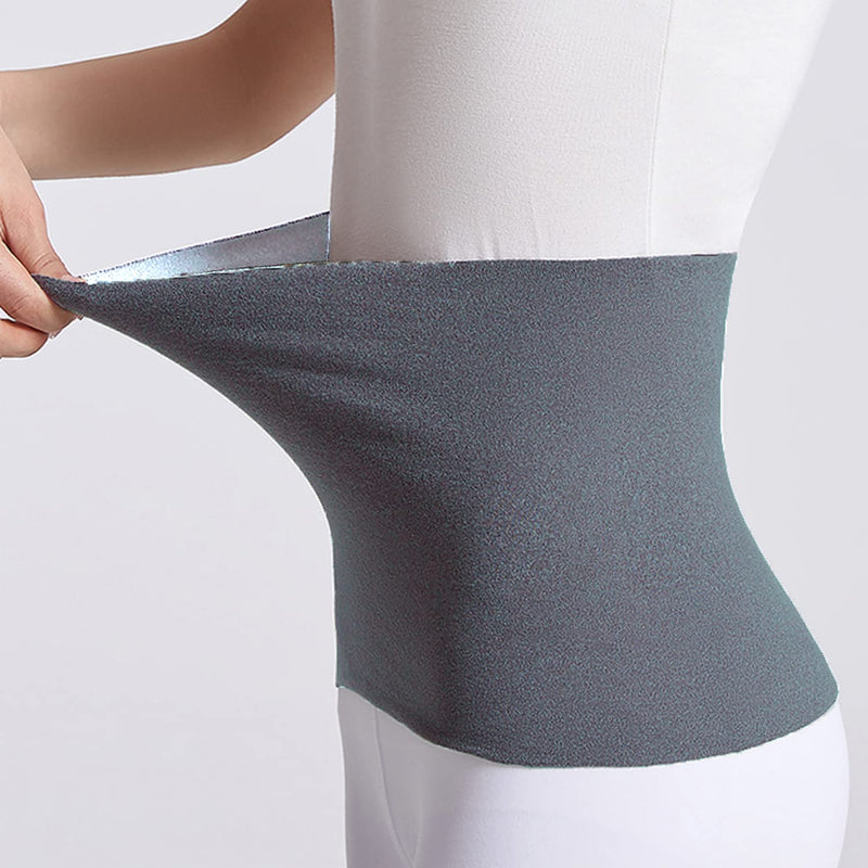 Thermal Waist Warmer Double Sided Warm Stomach Lumbar Lower Back Support Brace Abdominal Binder Kidney Wrap Warm Belt Slim Waist Trimmer Wrap Belt Band Warming Waist Abdominal Pain Relief Recovery Dark Grey+Light Grey - BeesActive Australia