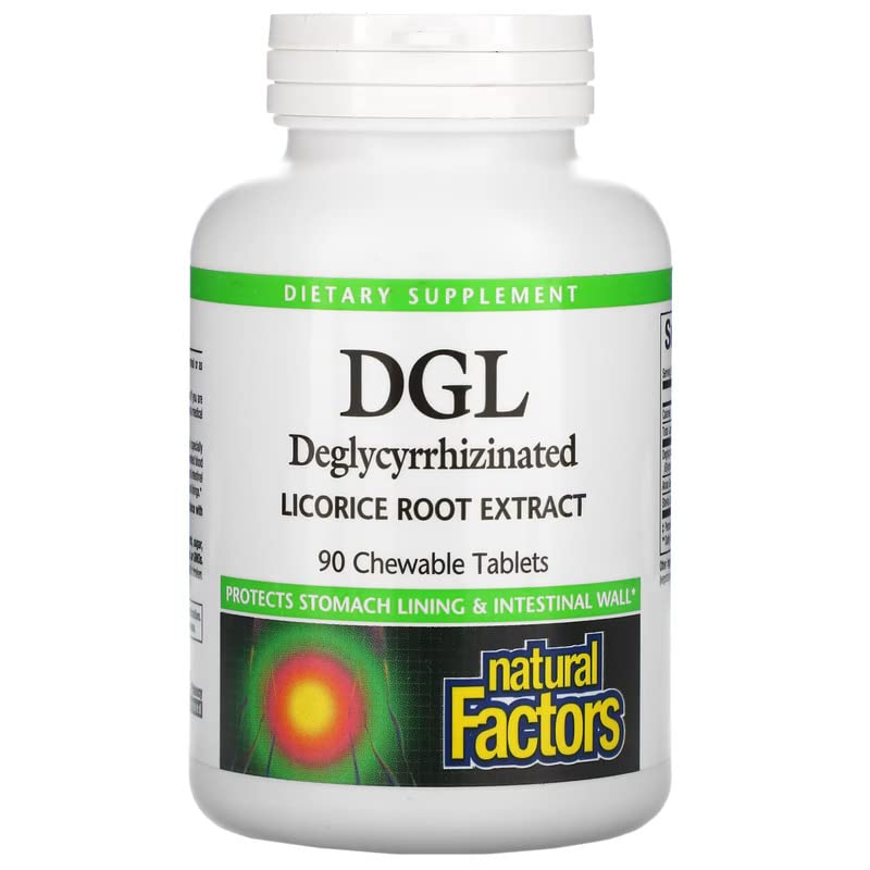 Natural Factors, DGL (Licorice Root Extract), 400mg, High Dose, 90 Vegan Chewable Tablets, Lab-Tested, Vegetarian, Soy Free, Gluten Free, Non GMO - BeesActive Australia