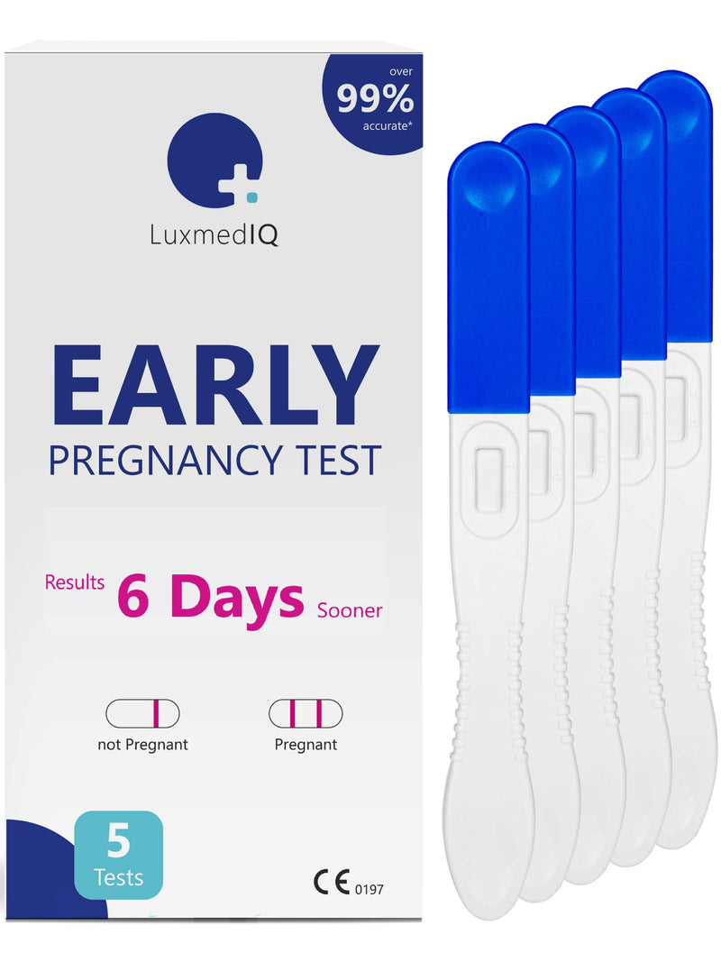 5X LuxmedIQ Early Pregnancy Test - Rapid Results up to 6 Days Sooner - Over 99% Accurate - 10 MIU/mL Midstream Urine hCG Test - BeesActive Australia