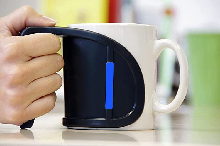 Lifeswonderful - Duo Cup & Mug Handle (Blue) - Provides a Second Handle to Standard Mugs - Drinking Aid for The Elderly, Arthritis - BeesActive Australia