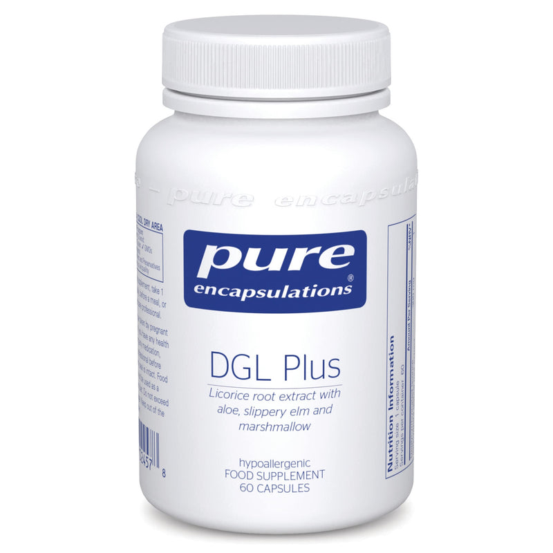 Pure Encapsulations - DGL Plus - Licorice Root Extract with Aloe, Slippery Elm & Marshmallow - 60 Capsules - BeesActive Australia