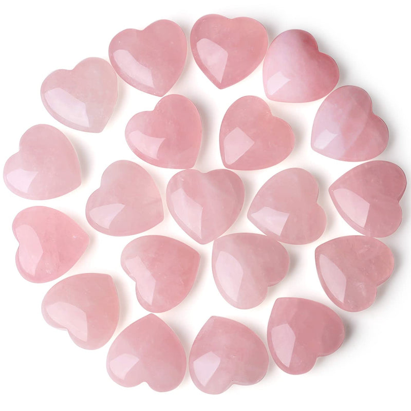 XIANNVXI 20 Pcs Rose Quartz Crystal Heart Stones Healing Crystals Gemstones Reiki Palm Stones for Meditation Energy Balancing - BeesActive Australia