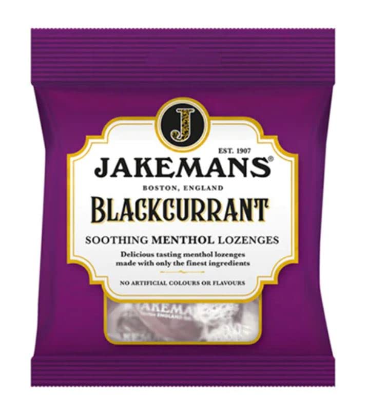 Jakemans Blackcurrant Flavour 73g Bags - Pack of 2 - Soothing Menthol Sweets - Suitable for Vegetarians - BeesActive Australia