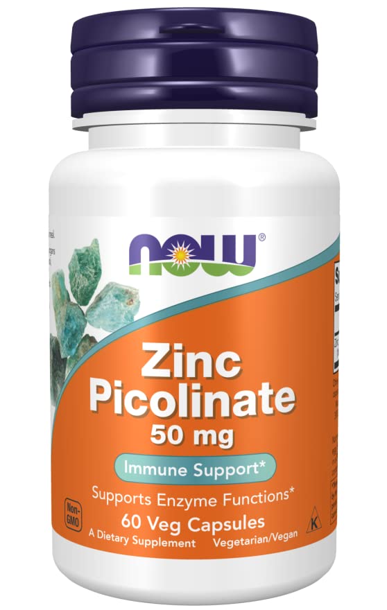 Now Foods, Zinc Picolinate, 50mg, High Dose, 1 Capsule Every 2 Days, 60 Vegan Capsules, Lab-Tested, Gluten Free, SOYA Free, Non-GMO, Vegetarian - BeesActive Australia