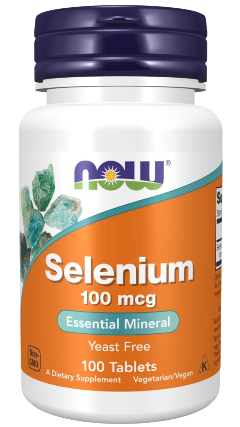 Now Foods, Selenium, 100mcg, Yeast Free, 100 Vegan Tablets, Lab-Tested, Vegetarian, Gluten Free, SOYA Free, Non-GMO - BeesActive Australia