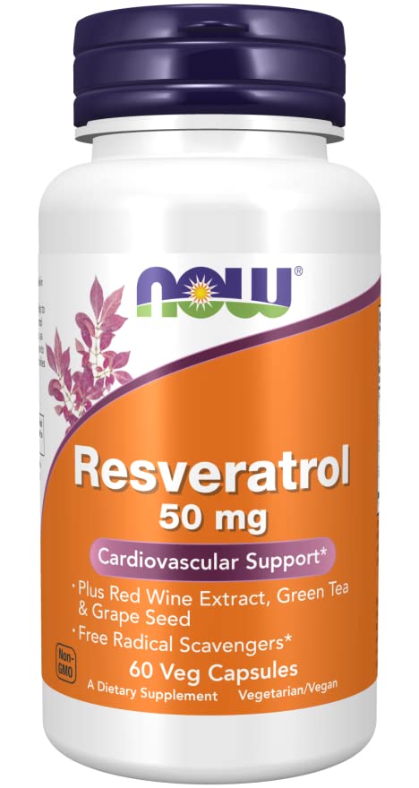 Now Food, Resveratrol, 50mg, 60 Vegan Capsules, Lab-Tested, Vegetarian, SOYA Free, Gluten Free, Non-GMO - BeesActive Australia