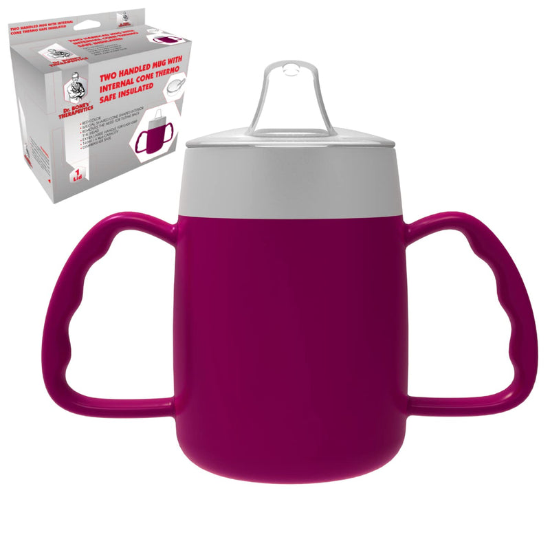 Two Handled 140ml Adult Drinking Cup, Internal Cone, and Spouted Lid. Perfect for A Spill-Proof Sipping Experience Adult Drinking Mug/Drinking Cup/Sippy Cup Get Your Drinking Aid Now! (BlackBerry) Blackberry - BeesActive Australia