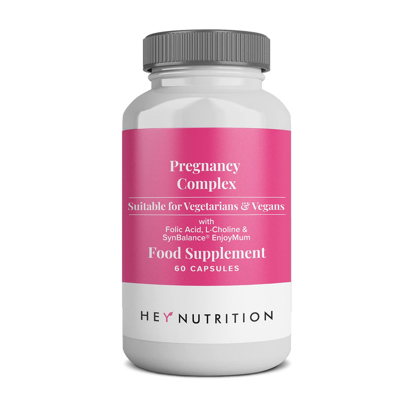 Hey Nutrition Pregnancy Complex Supplement - Suitable for Vegetarians & Vegans - Folic Acid, L-Choline, Iodine, SynBalance� EnjoyMum - Mum & Baby Support - UK Manufactured - Non-GMO - 60 Capsules - BeesActive Australia
