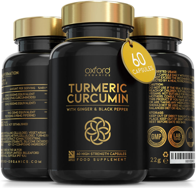Advanced Turmeric Capsules High Strength 3000mg, Ginger & Black Pepper | ONE per Day | 2 Month Supply | Turmeric and Black Pepper Capsules Locally Made in UK | Turmeric Powder Joint Care Supplements - BeesActive Australia