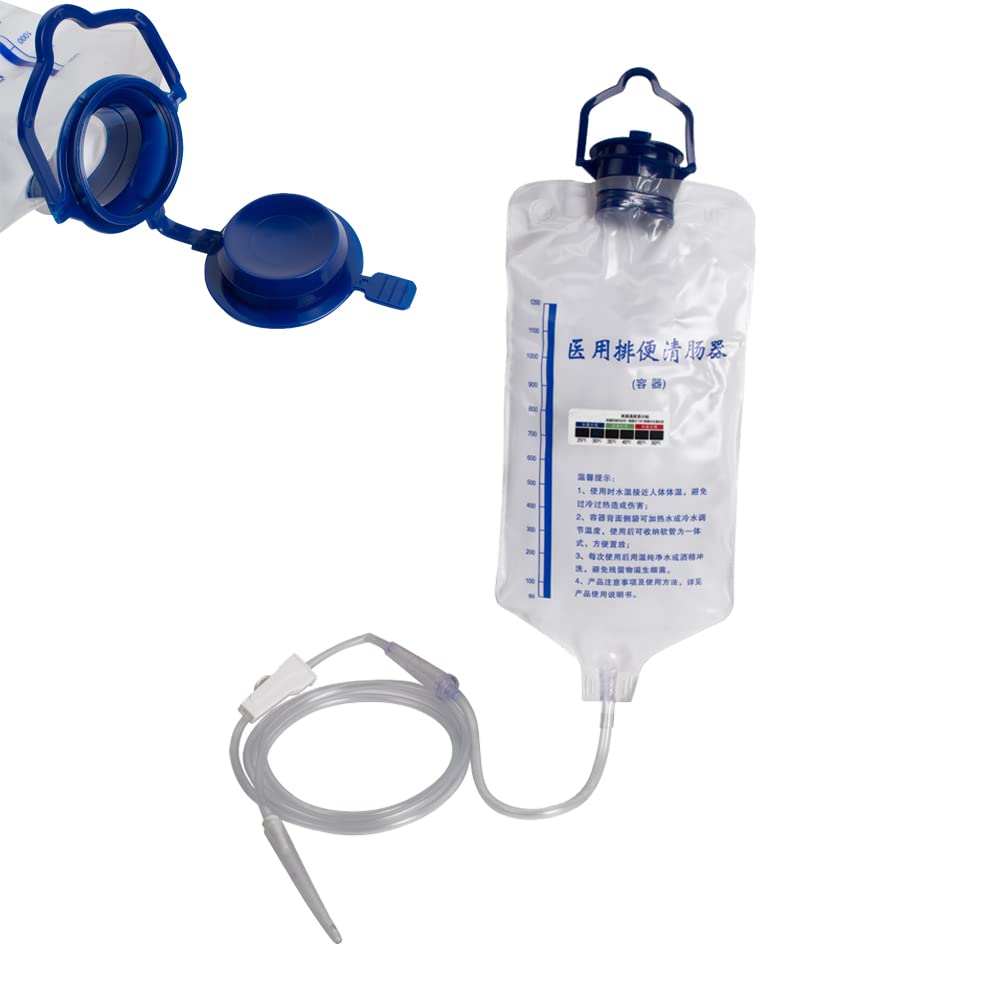1200ml Reusable Colon Enema Bag Kit for Colon Cleansing, Large Capacity with Silicone Hose and 10 Replacement Insertion Tips - BeesActive Australia