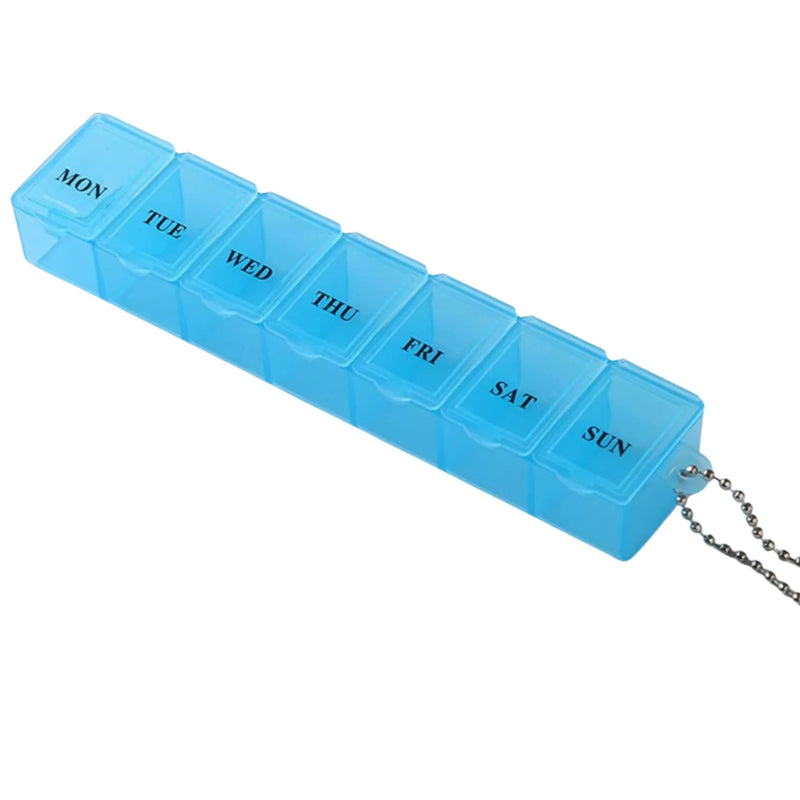 7 Day Weekly Pill Box Organiser Travel Dosset Box Portable Tablet Organiser Medicine Storage Box Pill Dispenser | Medication Organizer - 1 Times a Day for Pills/Fish Oil/Vitamins/Cod Liver Oil (Blue) Blue - BeesActive Australia