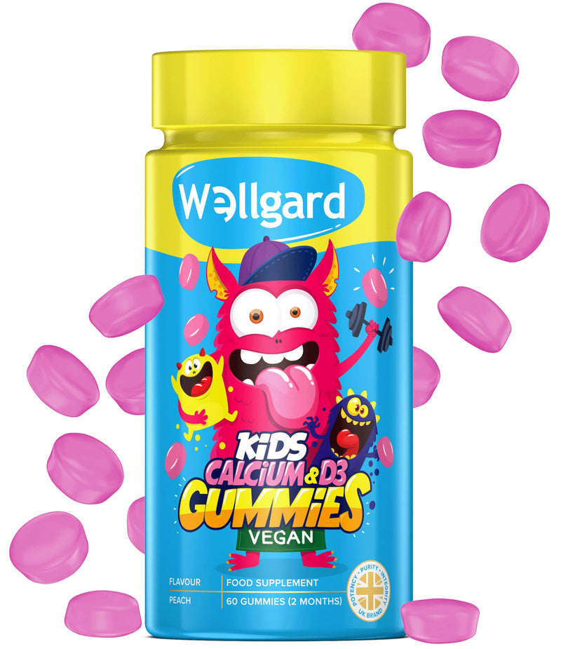 Kids Calcium & D3 Gummies by Wellgard - 2 Month Supply - Vegan Chewable Calcium and Vitamin D3 Gummies, Mixed Berry Flavour - BeesActive Australia