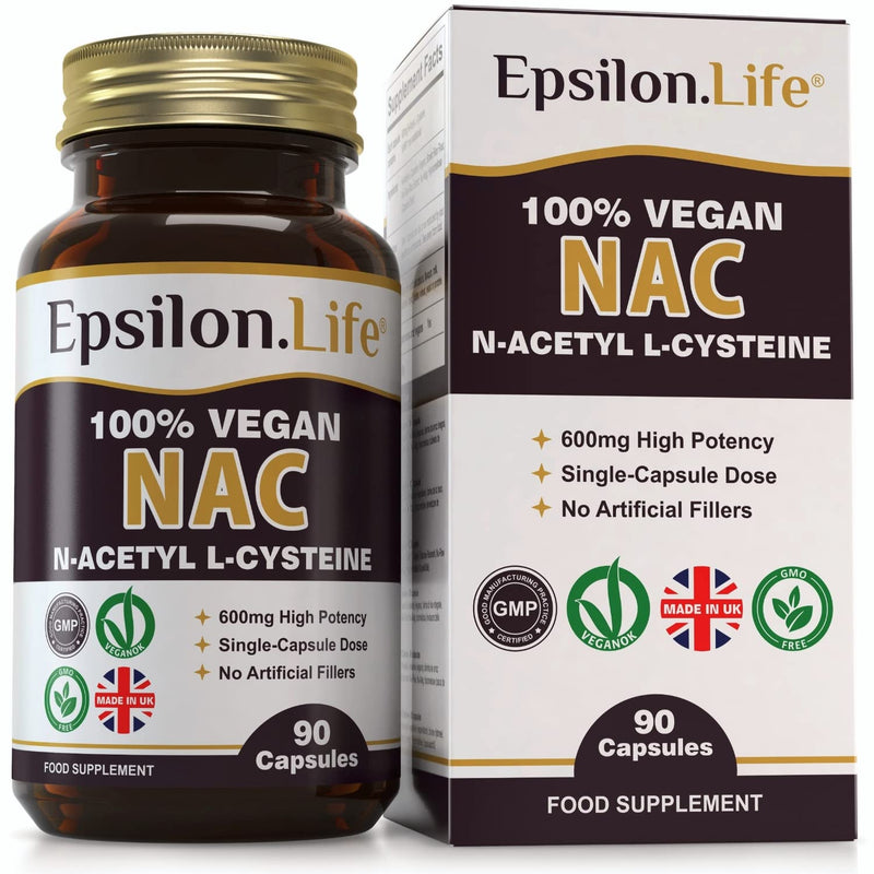 NAC 600mg Vegan Supplement - N-Acetyl-Cysteine Nutritional Supplements - 90 Capsules - Made in The UK - No Artificial Fillers - Just NAC and Rice Flour - BeesActive Australia
