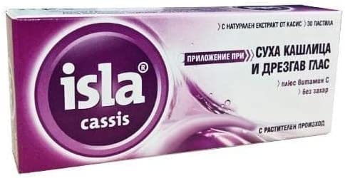 Isla 30x Lozenges/Drops - Assists against irritation in the mouth, throat and pharynx - suitable for tickly throat, Excessive strain on the vocal cords, Dry air, Restricted nasal respiration. (Cassis) Cassis - BeesActive Australia