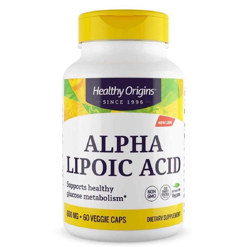 Healthy Origins Alpha-Lipoic Acid, 600mg, Depot, 60 Vegan Capsules, Laboratory Tested, Vegetarian, Gluten Free, SOYA Free, Non-GMO - BeesActive Australia