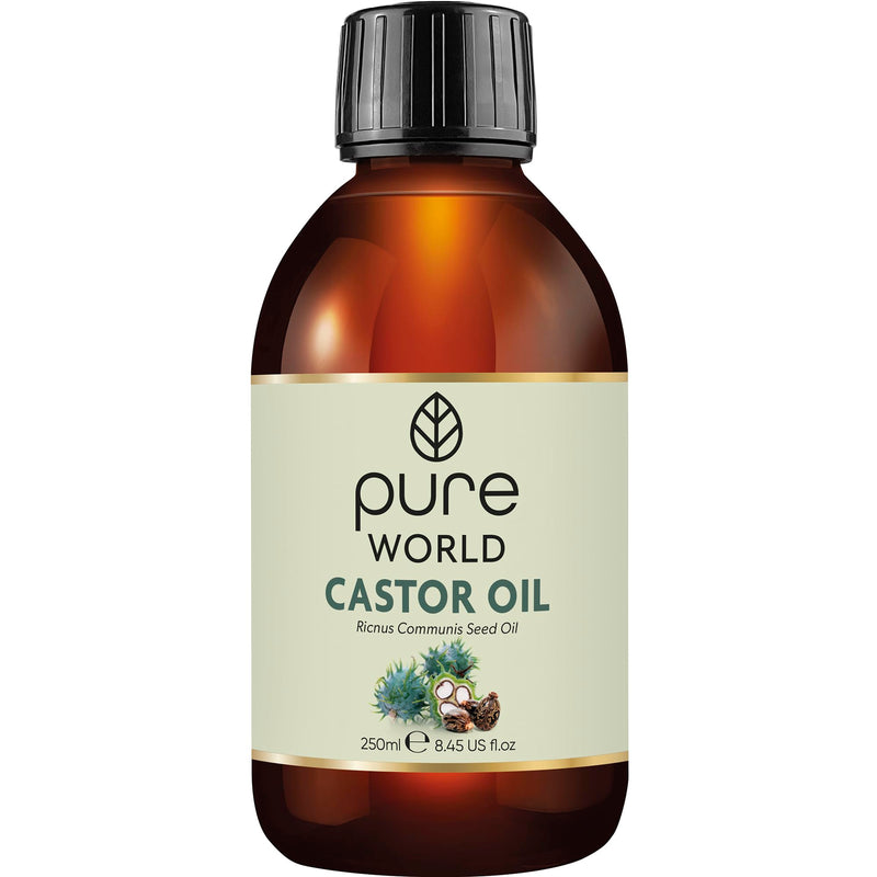 Pure World Castor Oil 250ML. Cold Pressed 100% Pure and Undeluted Hexane Free Natural for Eyebrows, Nails, Beard, Hair, Eyelash Growth Cruelty Free - BeesActive Australia