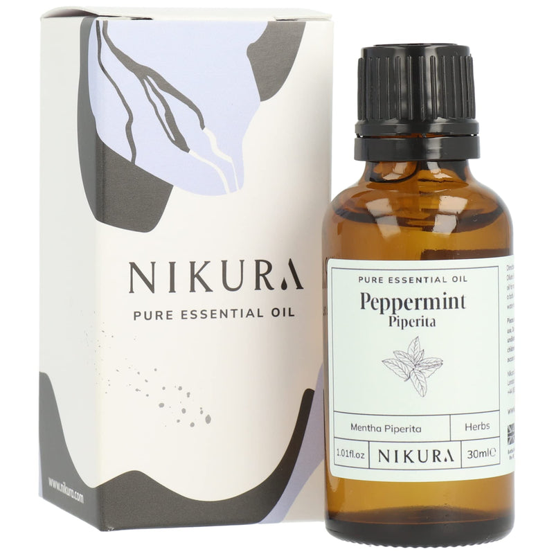 Nikura Peppermint (Piperita) Essential Oil - 30ml | 100% Pure Natural Oils | Perfect for Hair Growth, Aromatherapy, Diffusers, Humidifier, Bath | Great for use as a Spider Repellent | Vegan & UK Made Peppermint (Piperita) - BeesActive Australia