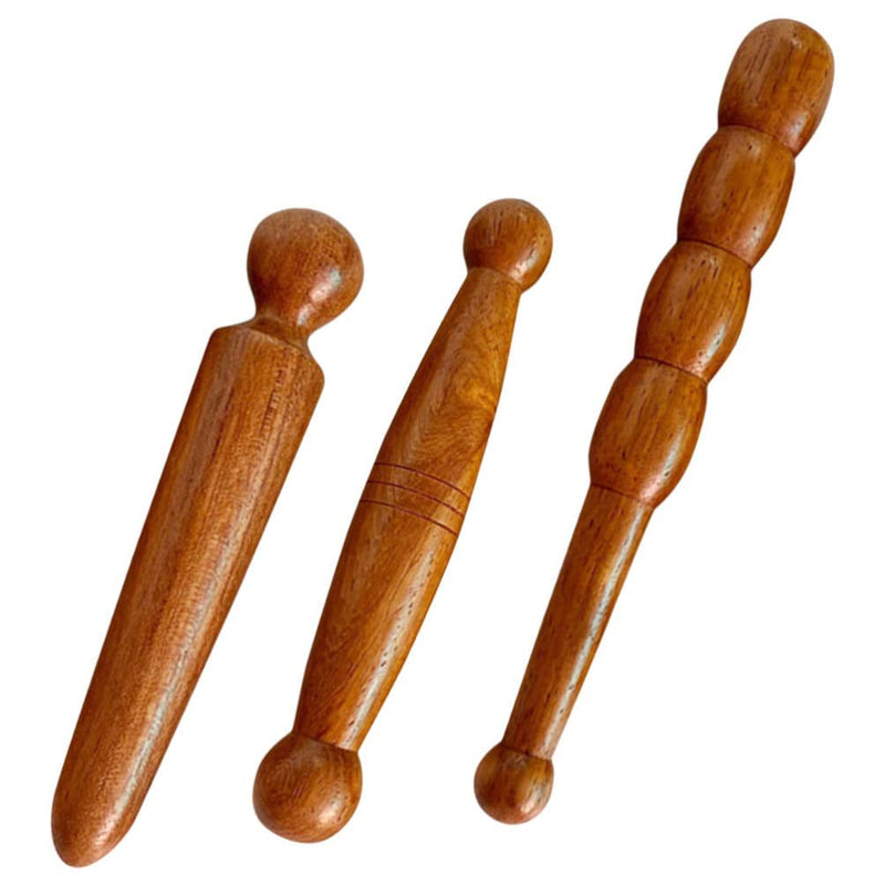 Beavorty 3Pcs Wooden Reflexology Sticks Foot Hand Massage Wooden Stick Tools Thai Face Neck Back Waist Massager Trigger Points - BeesActive Australia