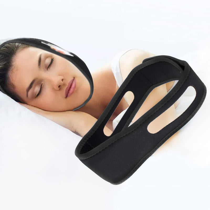 Anti Snoring Chin Strap, Adjustable Stop Snoring Devices Snore Reduction Chin Strips Stop Snoring Solution, Anti-Snoring CPAP Chin Strap for Mouth Breathers Snore Relief Sleep Aid Devices (Black) Black - BeesActive Australia
