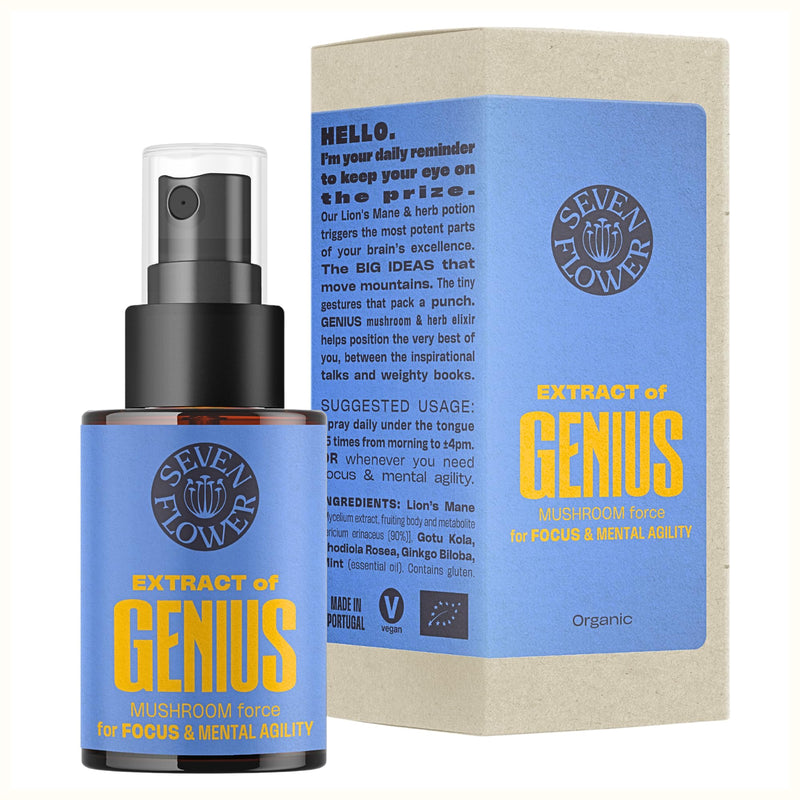 SEVEN FLOWER Extract of Genius - Lions Mane Oral Spray, Organic Brain Booster Supplement, ADHD Medicine Nootropic for Improve Focus and Memory | Liquid Mushroom Complex (30 ml) 30 ml (Pack of 1) - BeesActive Australia