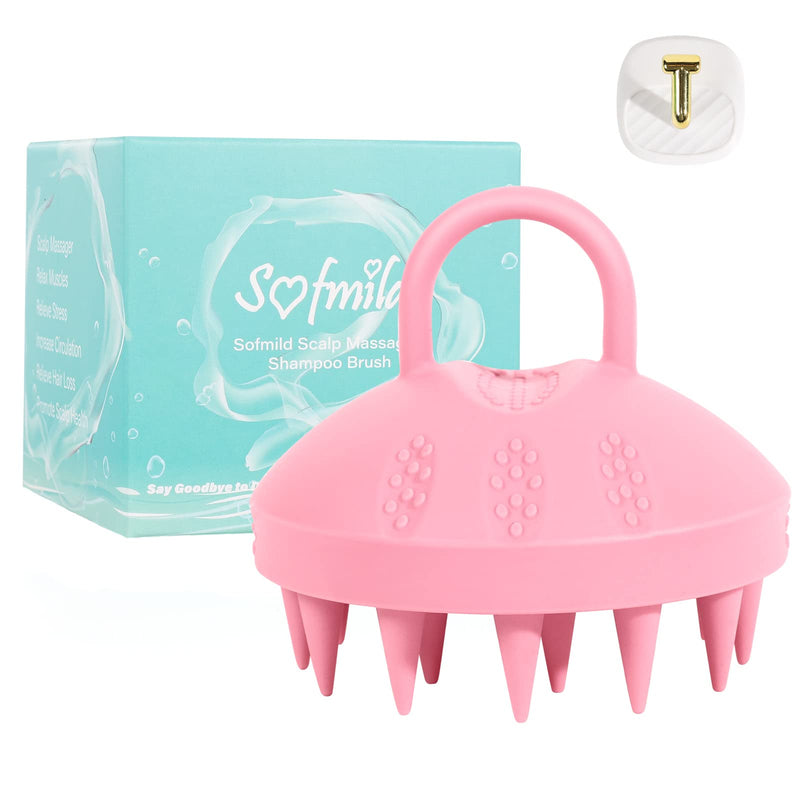 Sofmild 100% Silicone Scalp Massager Shampoo Brush, Scalp Scrubber Scalp Brush with Soft Silicone Bristles, Wet Dry Head Scrubber/Exfoliator for Dandruff Removal, Hair Growth & Scalp Care, Pink Orchid Pink - BeesActive Australia