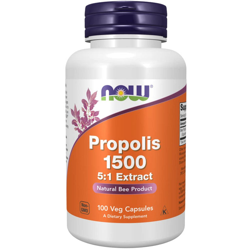 Now Foods, Propolis 1500 (5:1 Extract), Bee Propolis, 100 Capsules, Lab-Tested, Soy Free, Gluten Free, Non-GMO - BeesActive Australia