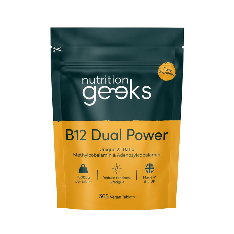 Vitamin B12 Tablets High Strength - 1 Year Supply (365 Tablets) - 1000mcg Dual Power B12 Vitamin Complex with Methylcobalamin & Adenosylcobalamin - Vegan B12 Supplement - Energy Support - UK Vit B12 - BeesActive Australia