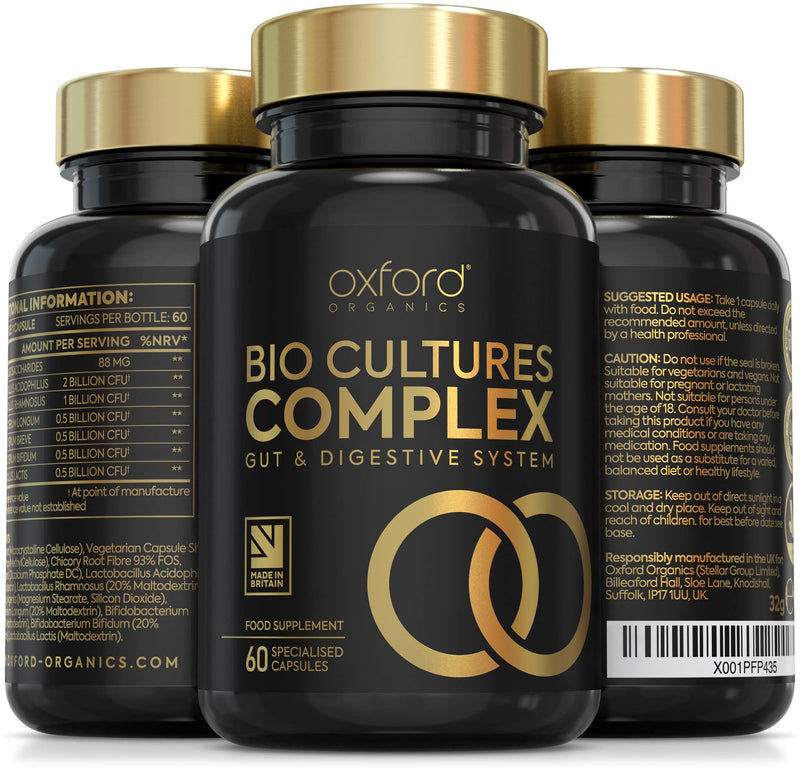 Advanced Probiotics for Gut Health | Scientifically Formulated Pre & Probiotic Gut Health Supplements | 60 Specialised Capsules with 5 Billion Bacterial Cultures, 100 Billion CFU/g Source | Made in UK - BeesActive Australia