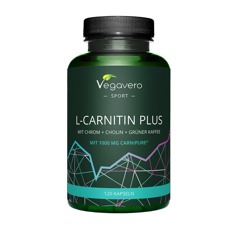 L-Carnitine Vegavero® | with Choline, Chromium, B Vitamins and Green Coffee Bean Extract | NO Additives | Pre-Workout, Weight Management & Muscle Recovery | 120 Carnitine Capsules | Vegan - BeesActive Australia