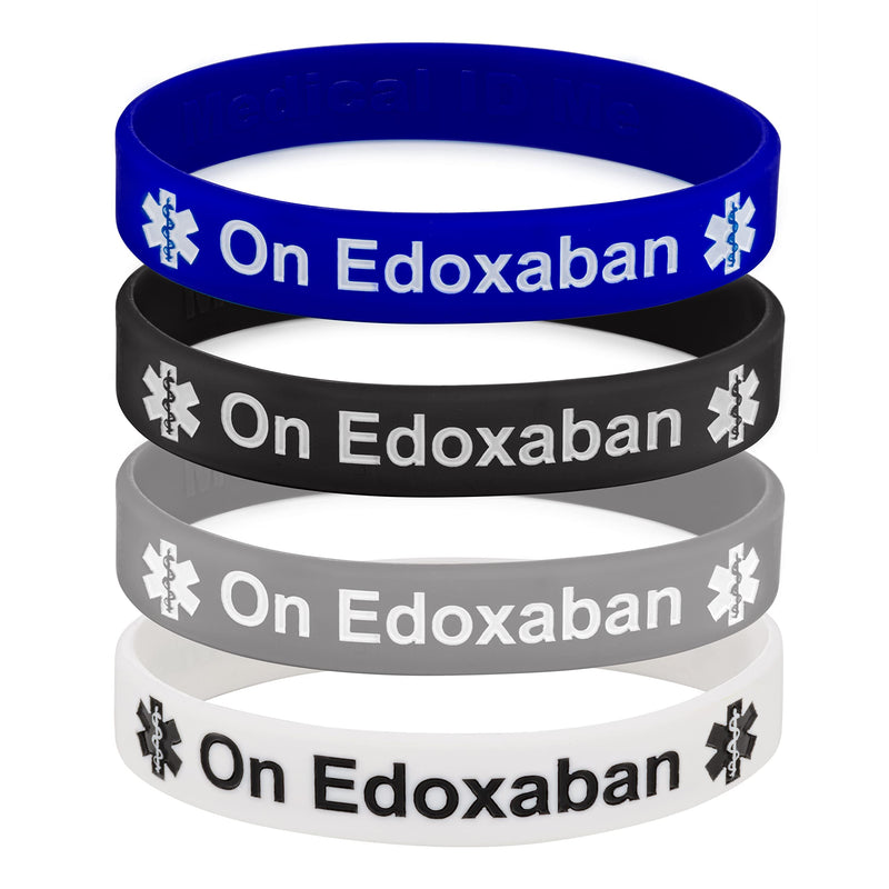 On Edoxaban Medical Alert Wristband Bracelet Blood Clot ID Silicone UK (20cm, Pack of 4) 20cm - BeesActive Australia