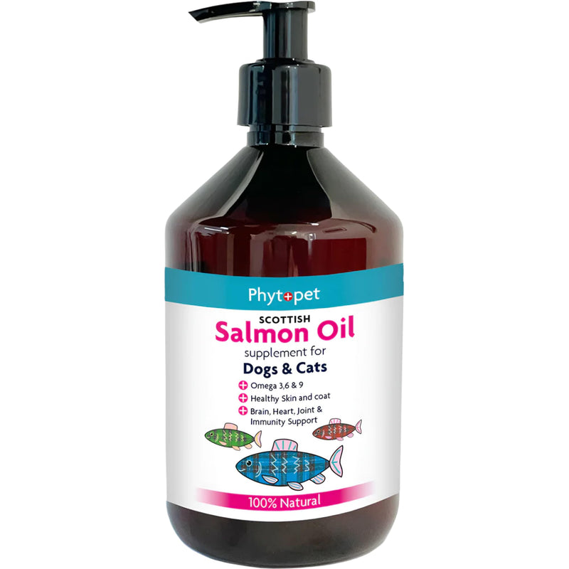 Phytopet Scottish Salmon Oil for Dogs, Cats, Horses and Small Mammals, Contains Omega 3 for Cats and Dogs 500ml - 100% Herbal Phytopet Pet Supplies